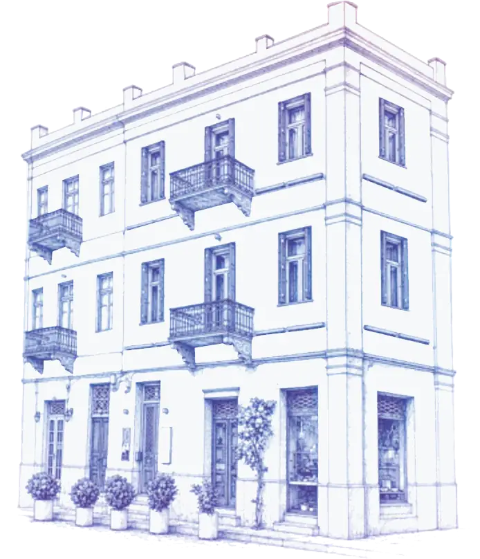 5 Hermoupolis facade, line drawing
